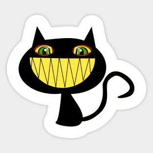 Vintage Halloween Smiling Black Cat Sticker